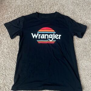 Wrangler Black Tee with Retro Graphic